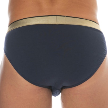 Emporio Armani Shiny Logoband Cotton Briefs - Navy