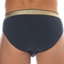 Emporio Armani Slip Shiny Logoband Coton Bleu Marine