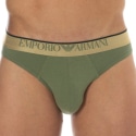 Emporio Armani Shiny Logoband Cotton Briefs - Olive