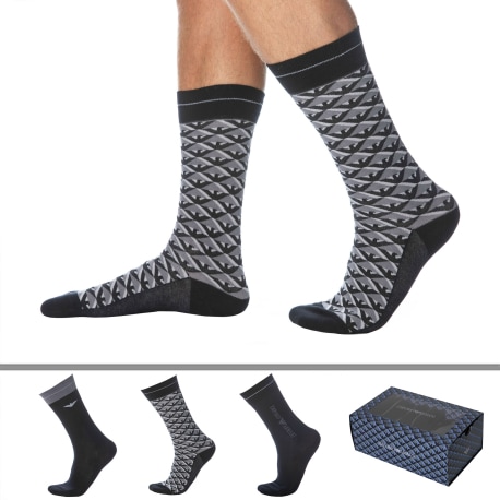 Emporio Armani Gift Box of 3 Socks - Black