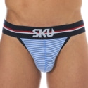 SKU Slip Tanga Coton Rayure Bleu - Blanc