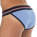 SKU Slip Tanga Coton Rayure Bleu - Blanc