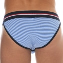 SKU Slip Tanga Coton Rayure Bleu - Blanc