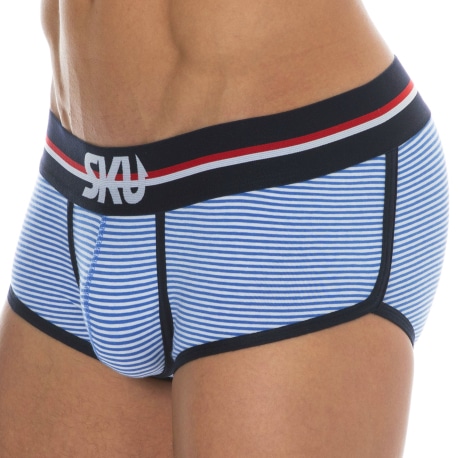 SKU Shorty Coton Rayure Bleu - Blanc