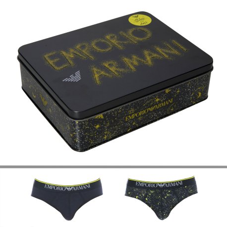 Emporio Armani Coffret Cadeau de 2 Slips Sparkling Stars Bleu Marine