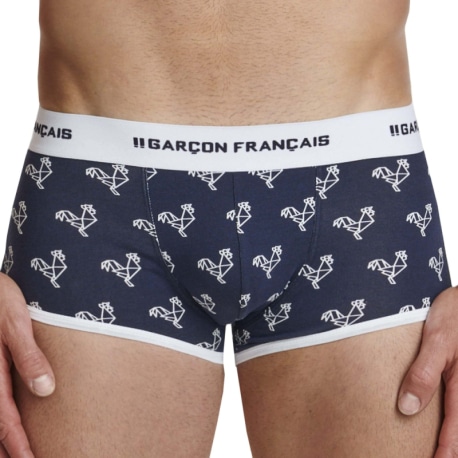 Garçon Français Origami Rooster Cotton Trunks - Navy - White