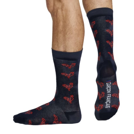 Garçon Français Chaussettes Basses Origami Coq Bleu Marine - Rouge