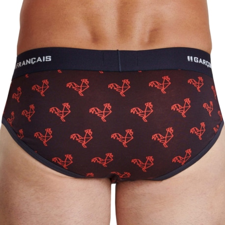 Garçon Français Origami Rooster Cotton Briefs - Navy - Red