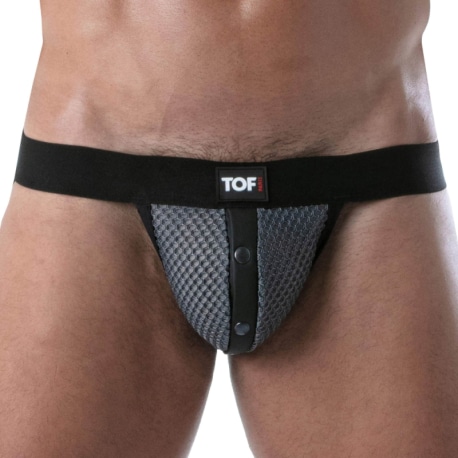 TOF Paris Jock Strap à Boutons-Pression 3D Party - Gris