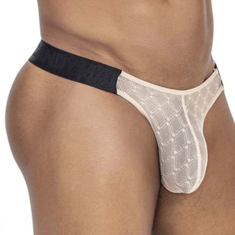 CandyMan Mesh Thong - Beige