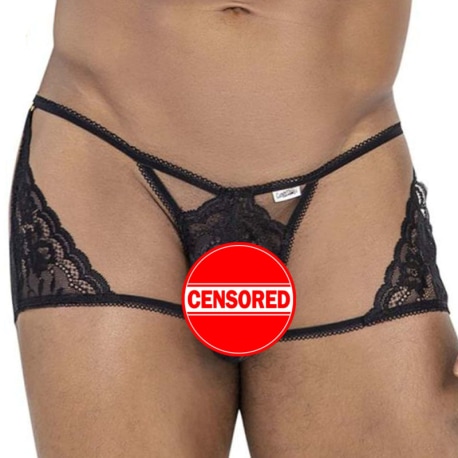 CandyMan Lace Trunk Thong - Black