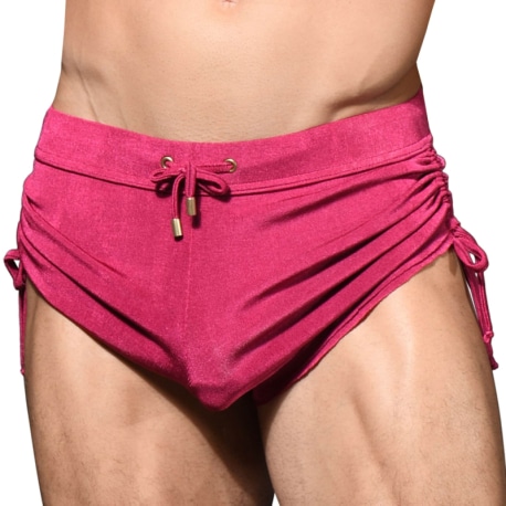 Andrew Christian Sensual Rib Adjustable Shorts - Magenta