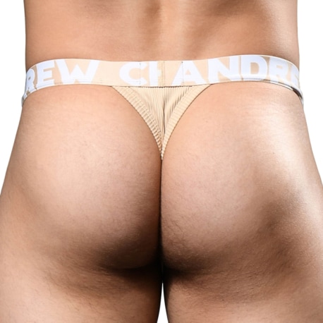 Andrew Christian Almost Naked Essential Rib Thong - Sand