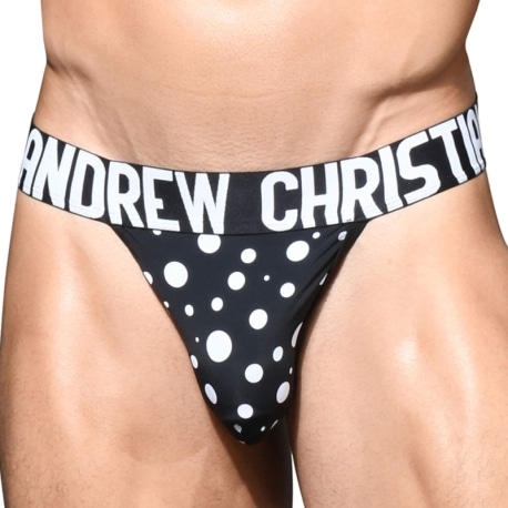 Andrew Christian Almost Naked Polka Dots Tanga Briefs - Black