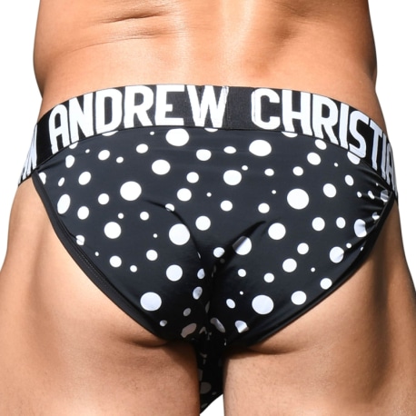 Andrew Christian Almost Naked Polka Dots Tanga Briefs - Black