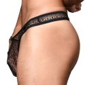 Andrew Christian Almost Naked Seductive Lace Ring Thong - Black