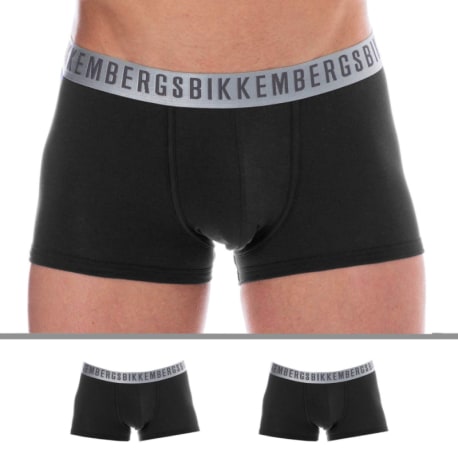 Bikkembergs 2-Pack Silver Cotton Boxer Briefs - Black