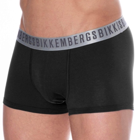 Bikkembergs 2-Pack Silver Cotton Boxer Briefs - Black