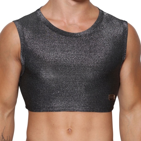 Marcuse Crop Top Glisten Noir - Argent