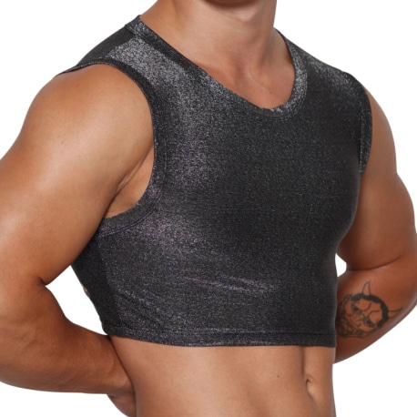 Marcuse Crop Top Glisten Noir - Argent