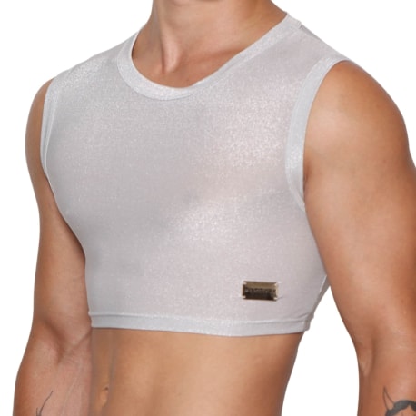 Marcuse Crop Top Glisten Blanc - Argent