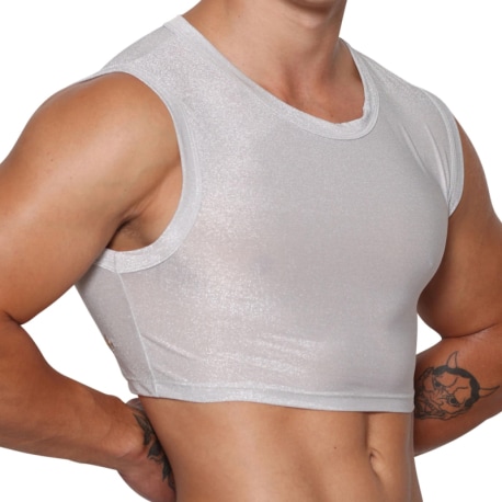 Marcuse Glisten Crop Top - White - Silver