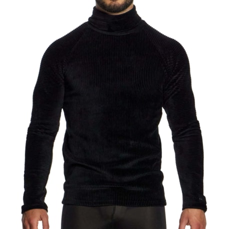 Modus Vivendi Corduroy Rollneck Top - Black