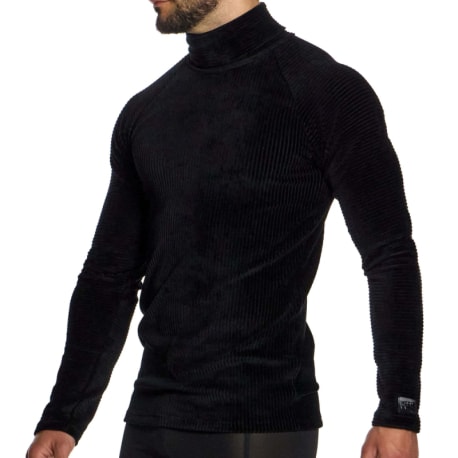 Modus Vivendi Corduroy Rollneck Top - Black