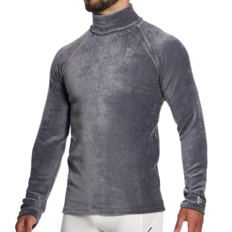 Modus Vivendi T-Shirt Col Roulé Corduroy Gris