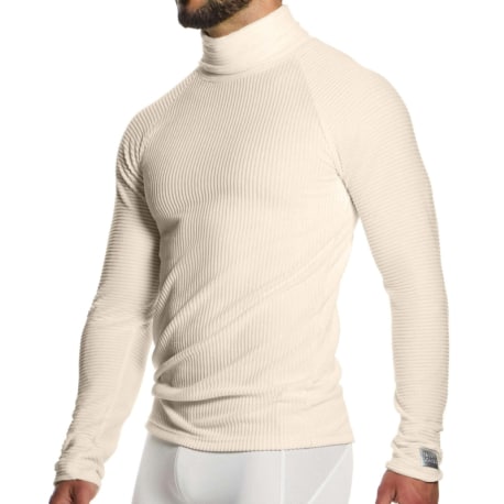 Modus Vivendi T-Shirt Col Roulé Corduroy Blanc Cassé