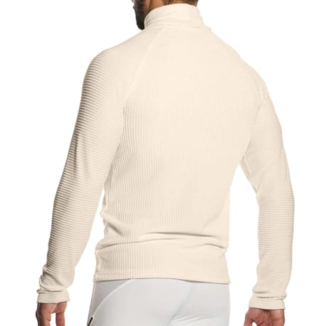 Modus Vivendi T-Shirt Col Roulé Corduroy Blanc Cassé