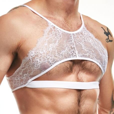 Sexy Boy Lingerie Lace Bra - White