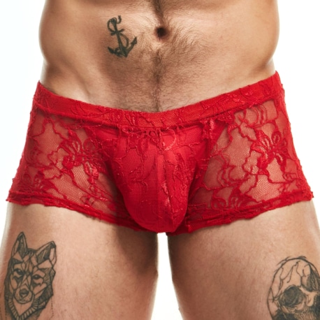 Intymen Lingerie Lace Trunks - Red