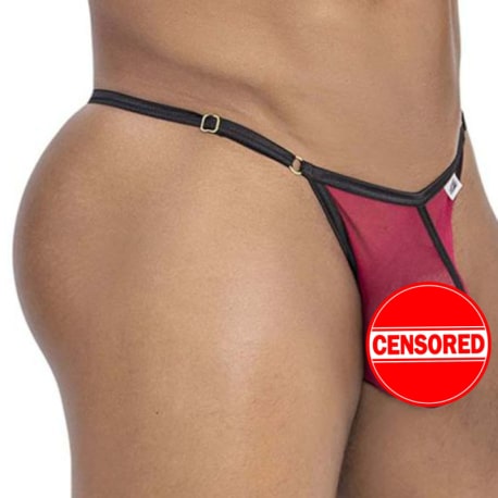 CandyMan Mesh Thong - Burgundy