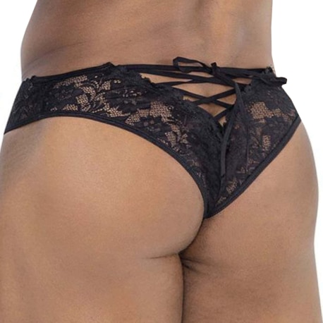 CandyMan Lace Thong - Black