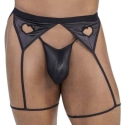 CandyMan Leatherette Garter Thong - Black