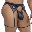 CandyMan Leatherette Garter Thong - Black