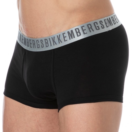 Bikkembergs 2-Pack Silver Cotton Boxer Briefs - Black