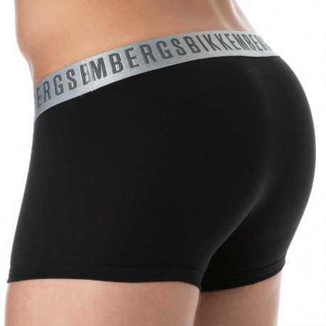 Bikkembergs 2-Pack Silver Cotton Boxer Briefs - Black