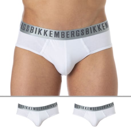 Bikkembergs Lot de 2 Slips Silver Coton Blancs