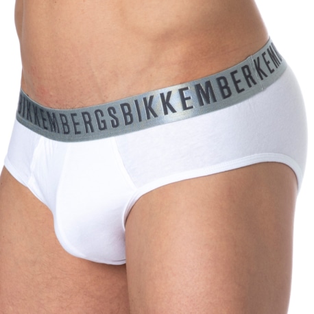 Bikkembergs 2-Pack Silver Cotton Briefs - White