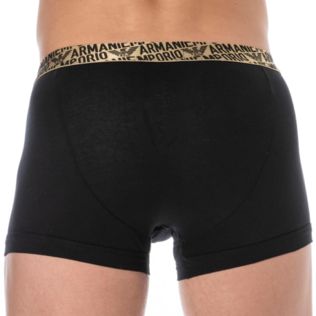 Emporio Armani Shiny Logoband Cotton Boxer Briefs - Black