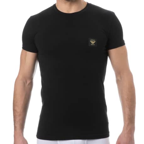 Emporio Armani Shiny Logo Cotton T-Shirt - Black