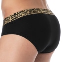 Emporio Armani Shiny Logoband Cotton Briefs - Black