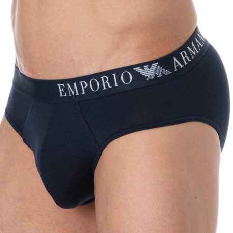 Emporio Armani Slip Eco Viscose Bleu Marine