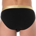 Emporio Armani Shiny Logo Cotton Briefs - Black