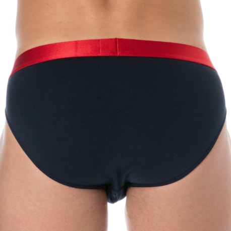 Emporio Armani Shiny Logo Cotton Briefs - Navy