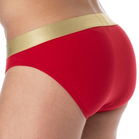 Emporio Armani Slip Shiny Logo Coton Rouge