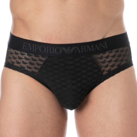 Emporio Armani Eagle Mesh Briefs - Black