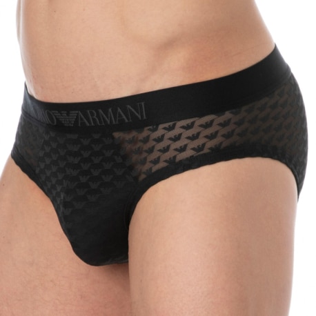 Emporio Armani Eagle Mesh Briefs - Black